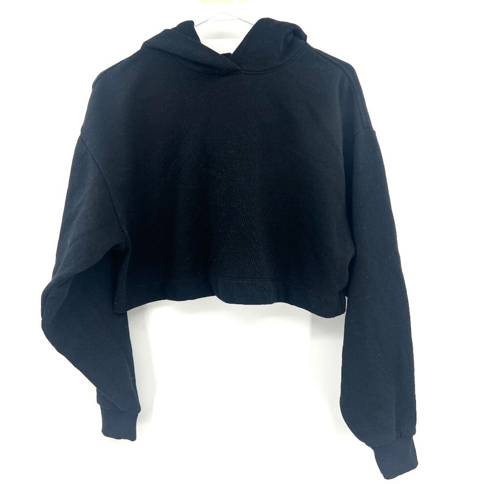 Alo Yoga Black Cropped Hooded Sweatshirt Women's XS